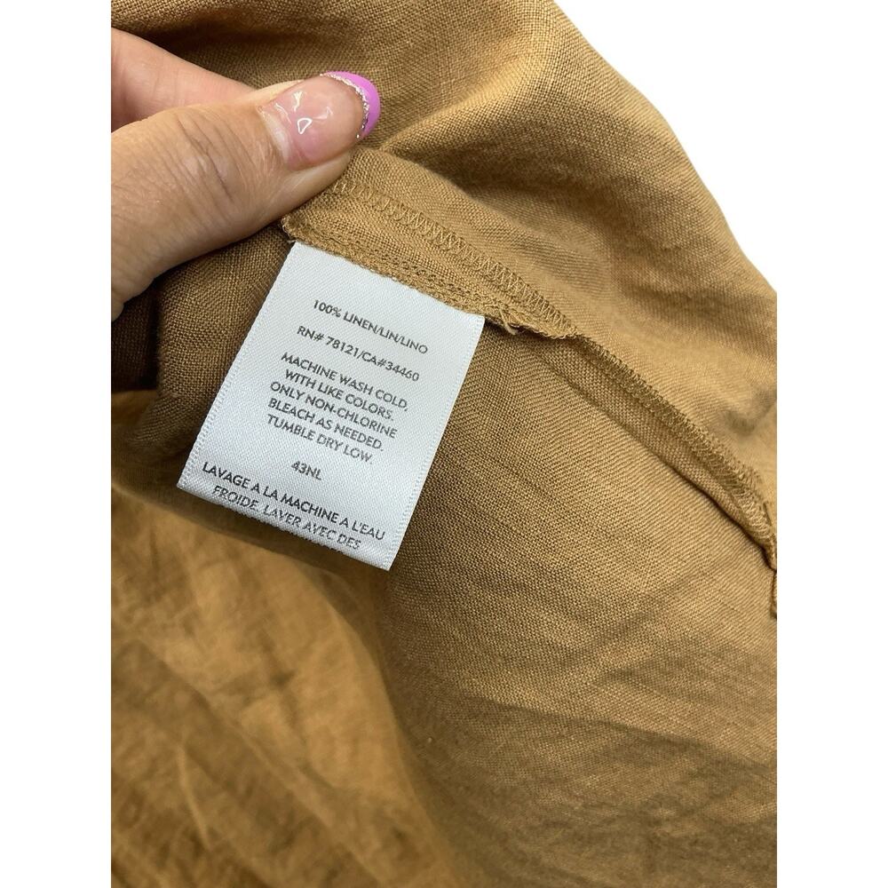 Eileen Fisher Sandalwood 100% Linen Long Hooded Jacket Size Large - Picture 11 of 14